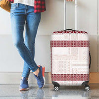Samoa Siapo Red Trimmed Luggage Cover Samoa White Sunday - Polynesian Pride