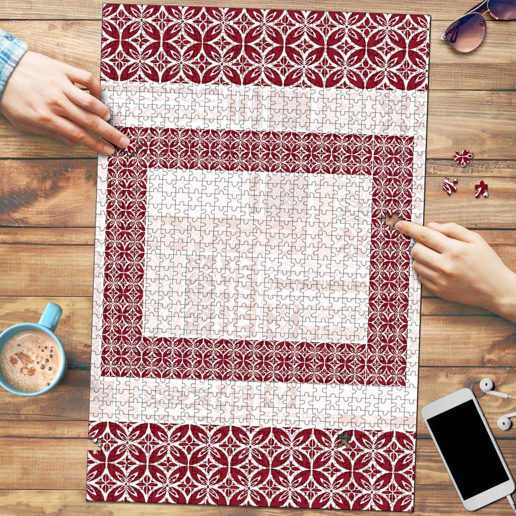 Samoa Siapo Red Trimmed Puzzle Samoa White Sunday - Polynesian Pride