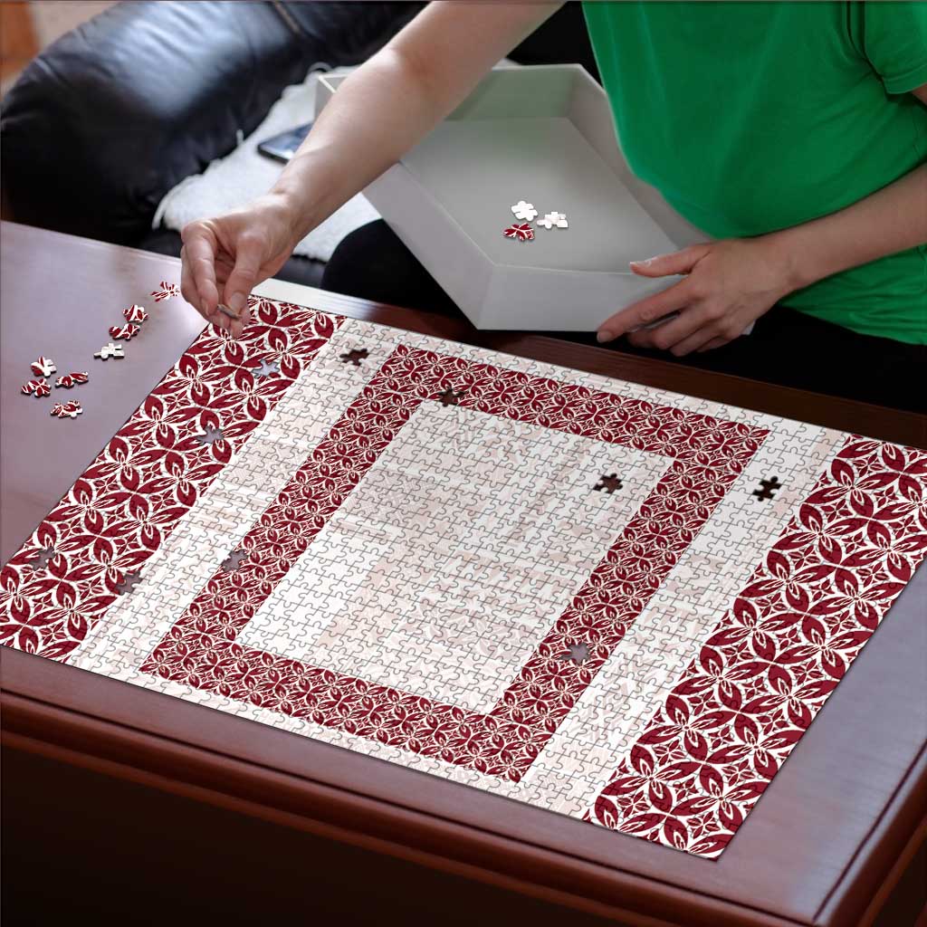 Samoa Siapo Red Trimmed Puzzle Samoa White Sunday - Polynesian Pride