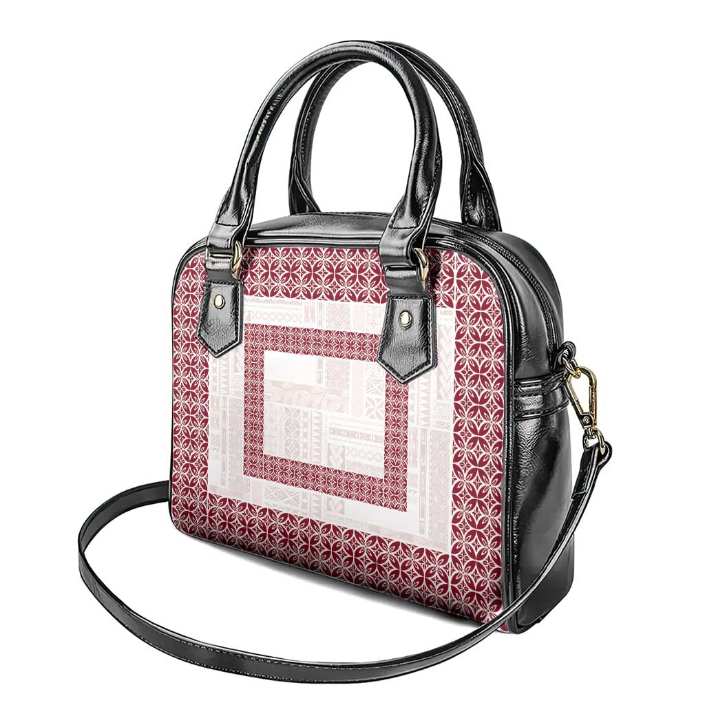 Samoa Siapo Red Trimmed Shoulder Handbag Samoa White Sunday - Polynesian Pride