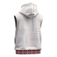 Samoa Siapo Red Trimmed Sleeveless Zip Hoodie Samoa White Sunday LT01 - Polynesian Pride