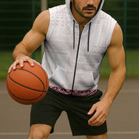Samoa Siapo Red Trimmed Sleeveless Zip Hoodie Samoa White Sunday LT01 - Polynesian Pride
