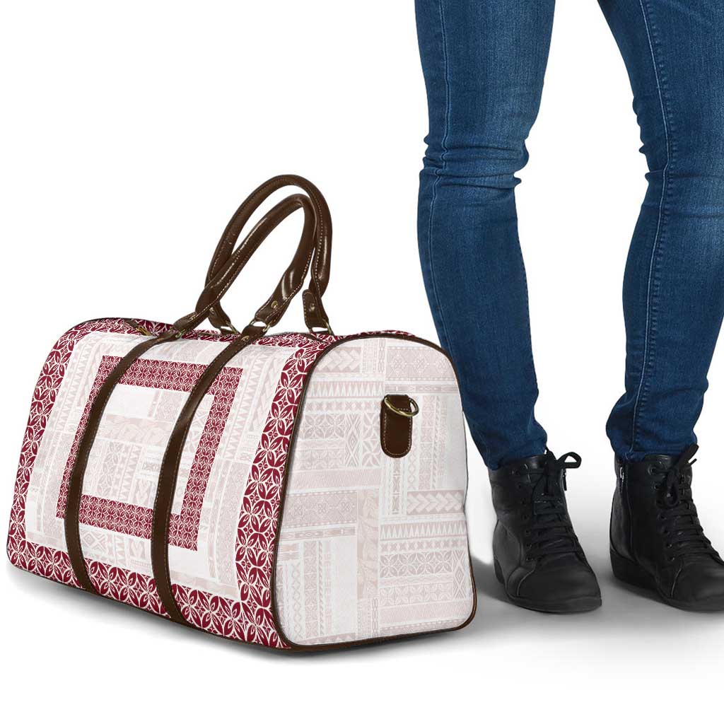 Samoa Siapo Red Trimmed Travel Bag Samoa White Sunday - Polynesian Pride