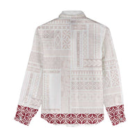 Samoa Siapo Red Trimmed Women Casual Shirt Samoa White Sunday - Polynesian Pride