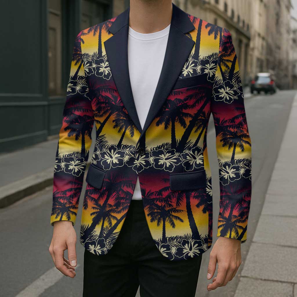 Hawaii Hibiscus Palm Tree Sunset Blazer Tropical Style - Polynesian Pride