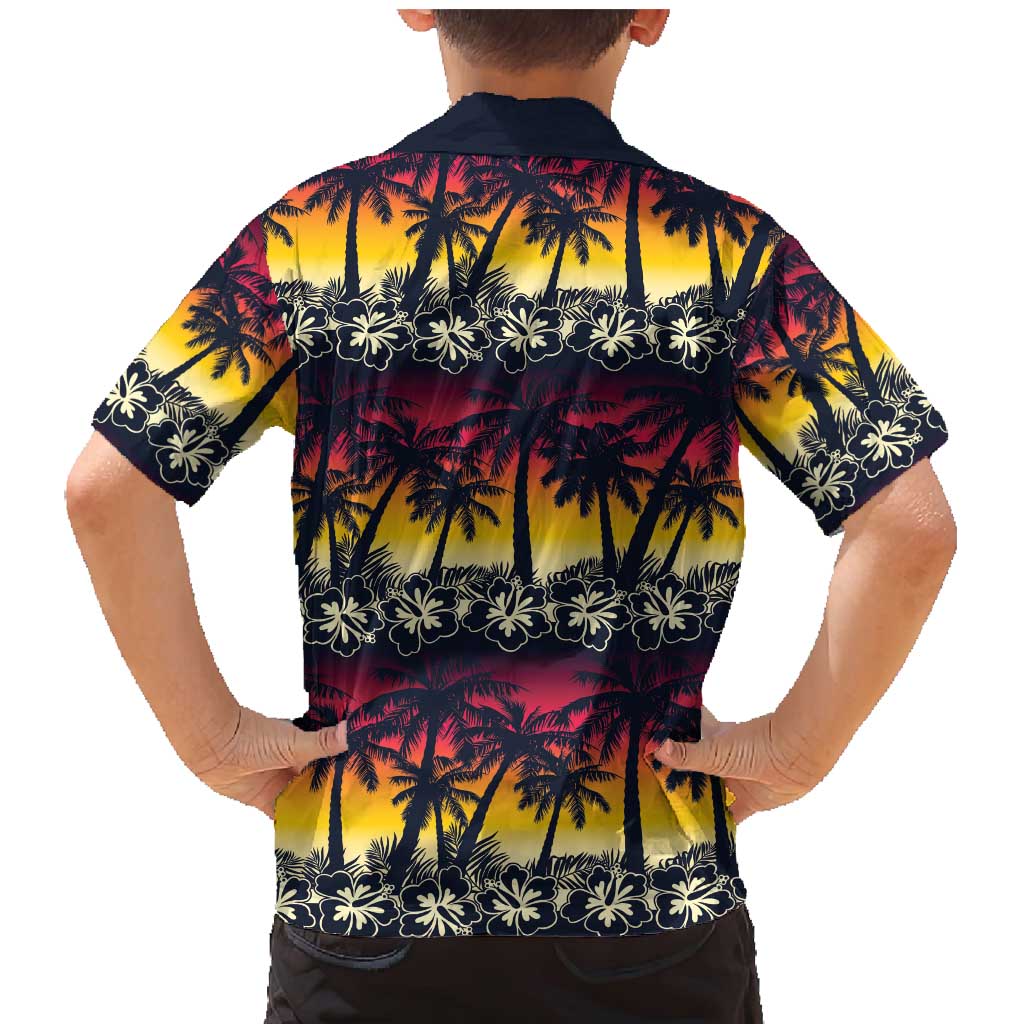 Hawaii Hibiscus Palm Tree Sunset Family Matching Mermaid Dress and Hawaiian Shirt Tropical Style LT01 - Polynesian Pride