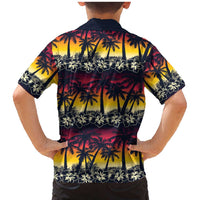 Hawaii Hibiscus Palm Tree Sunset Family Matching Mermaid Dress and Hawaiian Shirt Tropical Style LT01 - Polynesian Pride