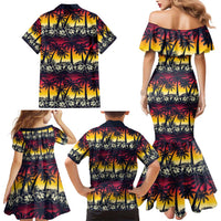 Hawaii Hibiscus Palm Tree Sunset Family Matching Mermaid Dress and Hawaiian Shirt Tropical Style LT01 - Polynesian Pride