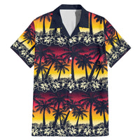 Hawaii Hibiscus Palm Tree Sunset Family Matching Mermaid Dress and Hawaiian Shirt Tropical Style LT01 Dad's Shirt - Short Sleeve Multicolor - Polynesian Pride