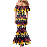 Hawaii Hibiscus Palm Tree Sunset Family Matching Mermaid Dress and Hawaiian Shirt Tropical Style LT01 - Polynesian Pride