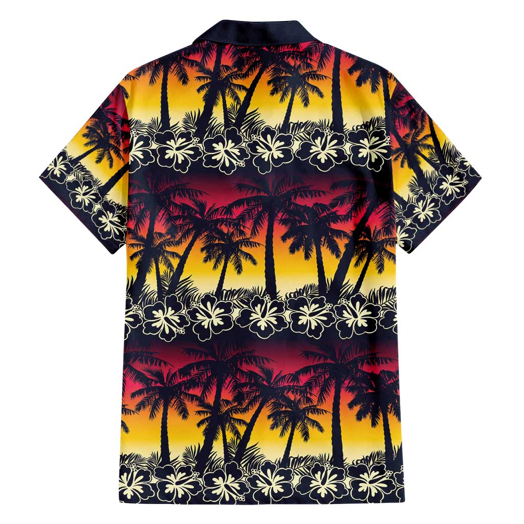 Hawaii Hibiscus Palm Tree Sunset Family Matching Off Shoulder Maxi Dress and Hawaiian Shirt Tropical Style LT01 - Polynesian Pride