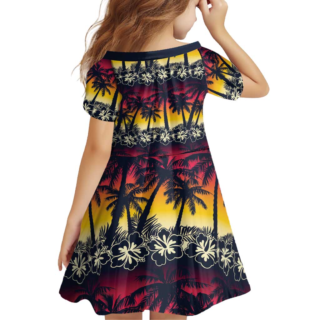 Hawaii Hibiscus Palm Tree Sunset Family Matching Puletasi and Hawaiian Shirt Tropical Style LT01 - Polynesian Pride