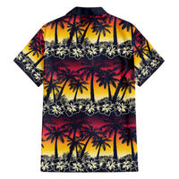 Hawaii Hibiscus Palm Tree Sunset Family Matching Short Sleeve Bodycon Dress and Hawaiian Shirt Tropical Style LT01 - Polynesian Pride