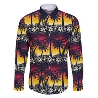 Hawaii Hibiscus Palm Tree Sunset Family Matching Short Sleeve Bodycon Dress and Hawaiian Shirt Tropical Style LT01 Dad's Shirt - Long Sleeve Multicolor - Polynesian Pride
