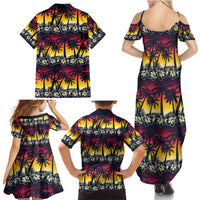 Hawaii Hibiscus Palm Tree Sunset Family Matching Summer Maxi Dress and Hawaiian Shirt Tropical Style LT01 - Polynesian Pride