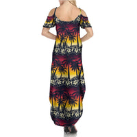 Hawaii Hibiscus Palm Tree Sunset Family Matching Summer Maxi Dress and Hawaiian Shirt Tropical Style LT01 - Polynesian Pride
