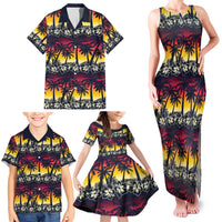 Hawaii Hibiscus Palm Tree Sunset Family Matching Tank Maxi Dress and Hawaiian Shirt Tropical Style LT01 - Polynesian Pride