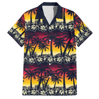 Hawaii Hibiscus Palm Tree Sunset Family Matching Tank Maxi Dress and Hawaiian Shirt Tropical Style LT01 Dad's Shirt - Short Sleeve Multicolor - Polynesian Pride