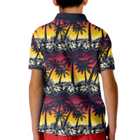 Hawaii Hibiscus Palm Tree Sunset Kid Polo Shirt Tropical Style LT01 - Polynesian Pride