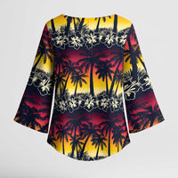 Hawaii Hibiscus Palm Tree Sunset Kimono Sleeve Blouse Tropical Style LT01 - Polynesian Pride
