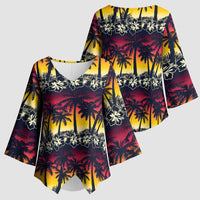 Hawaii Hibiscus Palm Tree Sunset Kimono Sleeve Blouse Tropical Style LT01 - Polynesian Pride