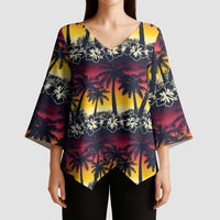 Hawaii Hibiscus Palm Tree Sunset Kimono Sleeve Blouse Tropical Style LT01 - Polynesian Pride