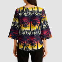 Hawaii Hibiscus Palm Tree Sunset Kimono Sleeve Blouse Tropical Style LT01 - Polynesian Pride