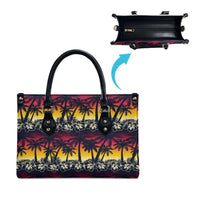 Hawaii Hibiscus Palm Tree Sunset Leather Bag Tropical Style - Polynesian Pride