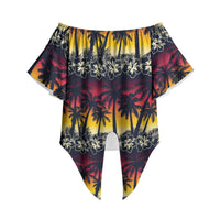 Hawaii Hibiscus Palm Tree Sunset Off Shoulder Wrap Waist Top Tropical Style LT01 Multicolor - Polynesian Pride