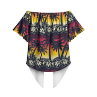 Hawaii Hibiscus Palm Tree Sunset Off Shoulder Wrap Waist Top Tropical Style LT01 - Polynesian Pride
