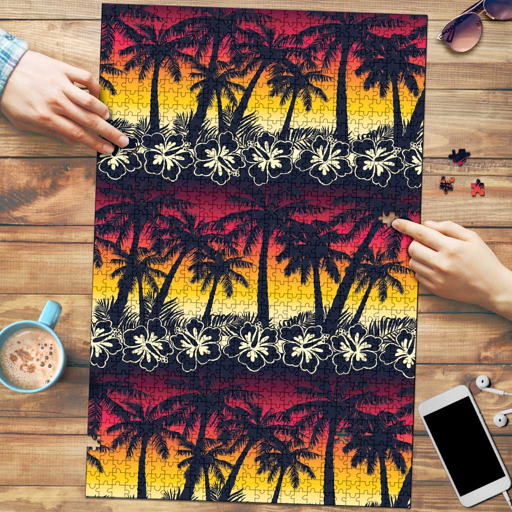 Hawaii Hibiscus Palm Tree Sunset Puzzle Tropical Style LT01 Multicolor - Polynesian Pride