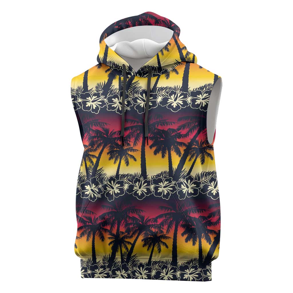 Hawaii Hibiscus Palm Tree Sunset Sleeveless Hoodie Tropical Style LT01 Multicolor - Polynesian Pride