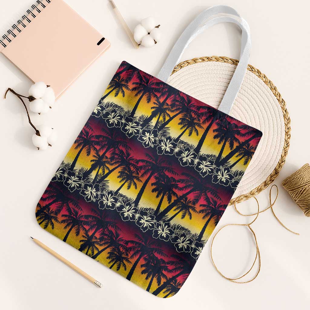 Hawaii Hibiscus Palm Tree Sunset Tote Bag Tropical Style - Polynesian Pride