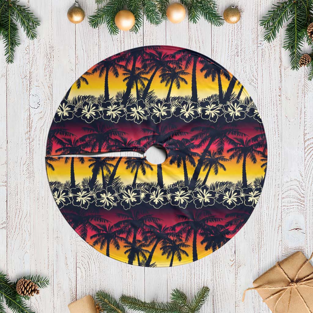 Hawaii Hibiscus Palm Tree Sunset Tree Skirt Tropical Style - Polynesian Pride