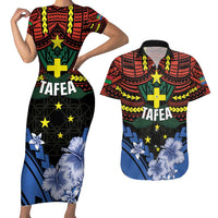 Personalised Vanuatu Tafea Province Couples Matching Short Sleeve Bodycon Dress and Hawaiian Shirt Unique Tropical Tribal Pattern LT01 Colorful - Polynesian Pride