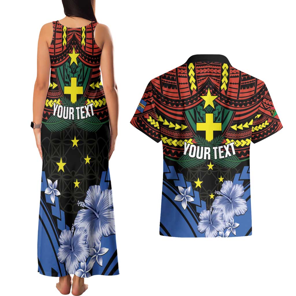 Personalised Vanuatu Tafea Province Couples Matching Tank Maxi Dress and Hawaiian Shirt Unique Tropical Tribal Pattern LT01 - Polynesian Pride