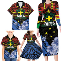 Personalised Vanuatu Tafea Province Family Matching Long Sleeve Bodycon Dress and Hawaiian Shirt Unique Tropical Tribal Pattern LT01 - Polynesian Pride