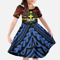 Personalised Vanuatu Tafea Province Family Matching Off The Shoulder Long Sleeve Dress and Hawaiian Shirt Unique Tropical Tribal Pattern LT01 Daughter's Dress Colorful - Polynesian Pride