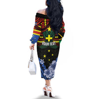 Personalised Vanuatu Tafea Province Family Matching Off The Shoulder Long Sleeve Dress and Hawaiian Shirt Unique Tropical Tribal Pattern LT01 - Polynesian Pride