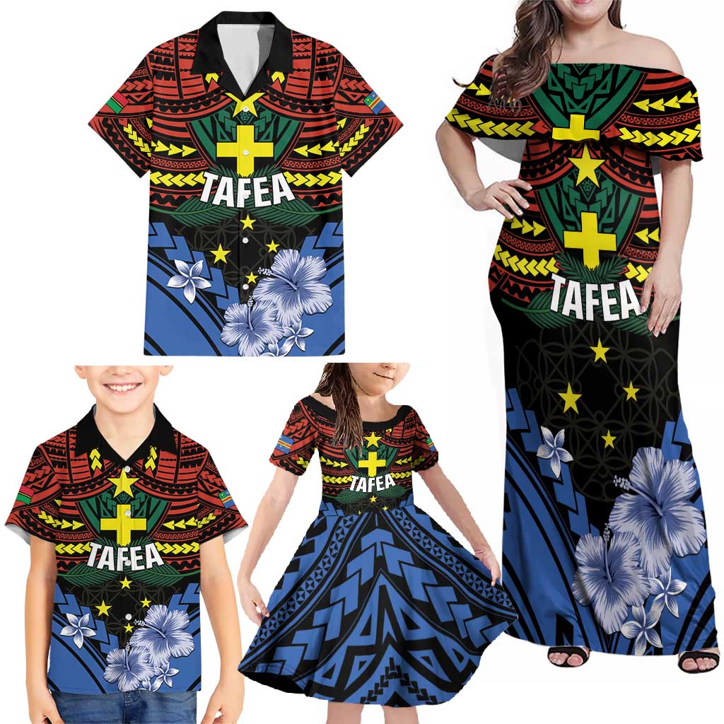 Personalised Vanuatu Tafea Province Family Matching Off Shoulder Maxi Dress and Hawaiian Shirt Unique Tropical Tribal Pattern LT01 - Polynesian Pride