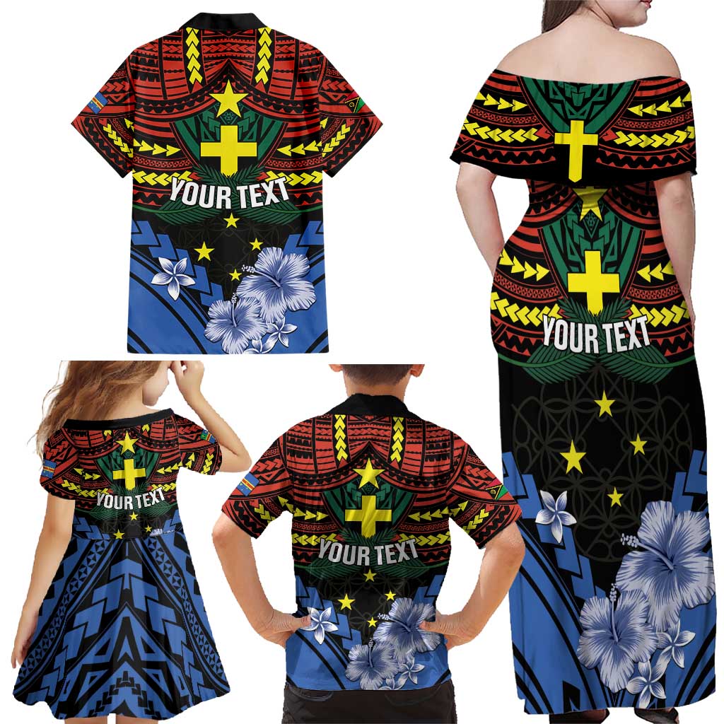 Personalised Vanuatu Tafea Province Family Matching Off Shoulder Maxi Dress and Hawaiian Shirt Unique Tropical Tribal Pattern LT01 - Polynesian Pride