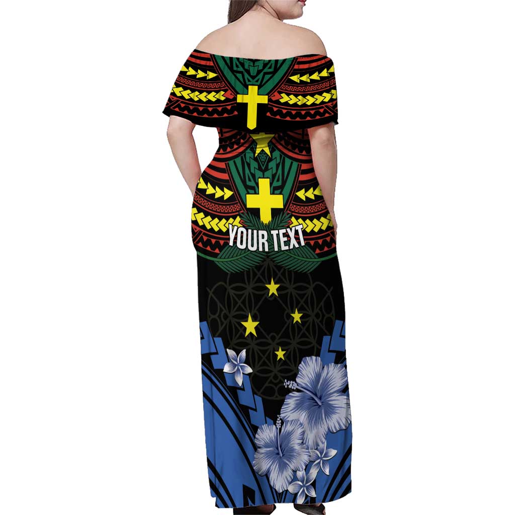 Personalised Vanuatu Tafea Province Family Matching Off Shoulder Maxi Dress and Hawaiian Shirt Unique Tropical Tribal Pattern LT01 - Polynesian Pride