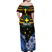 Personalised Vanuatu Tafea Province Family Matching Off Shoulder Maxi Dress and Hawaiian Shirt Unique Tropical Tribal Pattern LT01 - Polynesian Pride