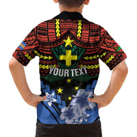 Personalised Vanuatu Tafea Province Family Matching Off Shoulder Short Dress and Hawaiian Shirt Unique Tropical Tribal Pattern LT01 - Polynesian Pride