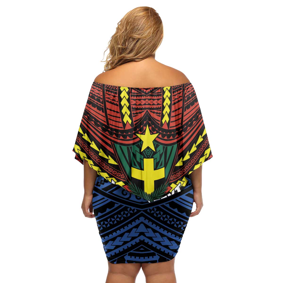 Personalised Vanuatu Tafea Province Family Matching Off Shoulder Short Dress and Hawaiian Shirt Unique Tropical Tribal Pattern LT01 - Polynesian Pride
