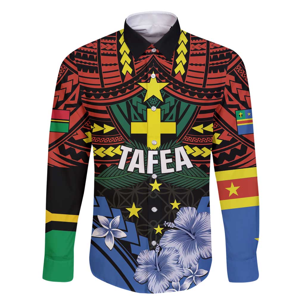 Personalised Vanuatu Tafea Province Family Matching Puletasi and Hawaiian Shirt Unique Tropical Tribal Pattern LT01 Dad's Shirt - Long Sleeve Colorful - Polynesian Pride