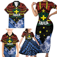 Personalised Vanuatu Tafea Province Family Matching Short Sleeve Bodycon Dress and Hawaiian Shirt Unique Tropical Tribal Pattern LT01 - Polynesian Pride