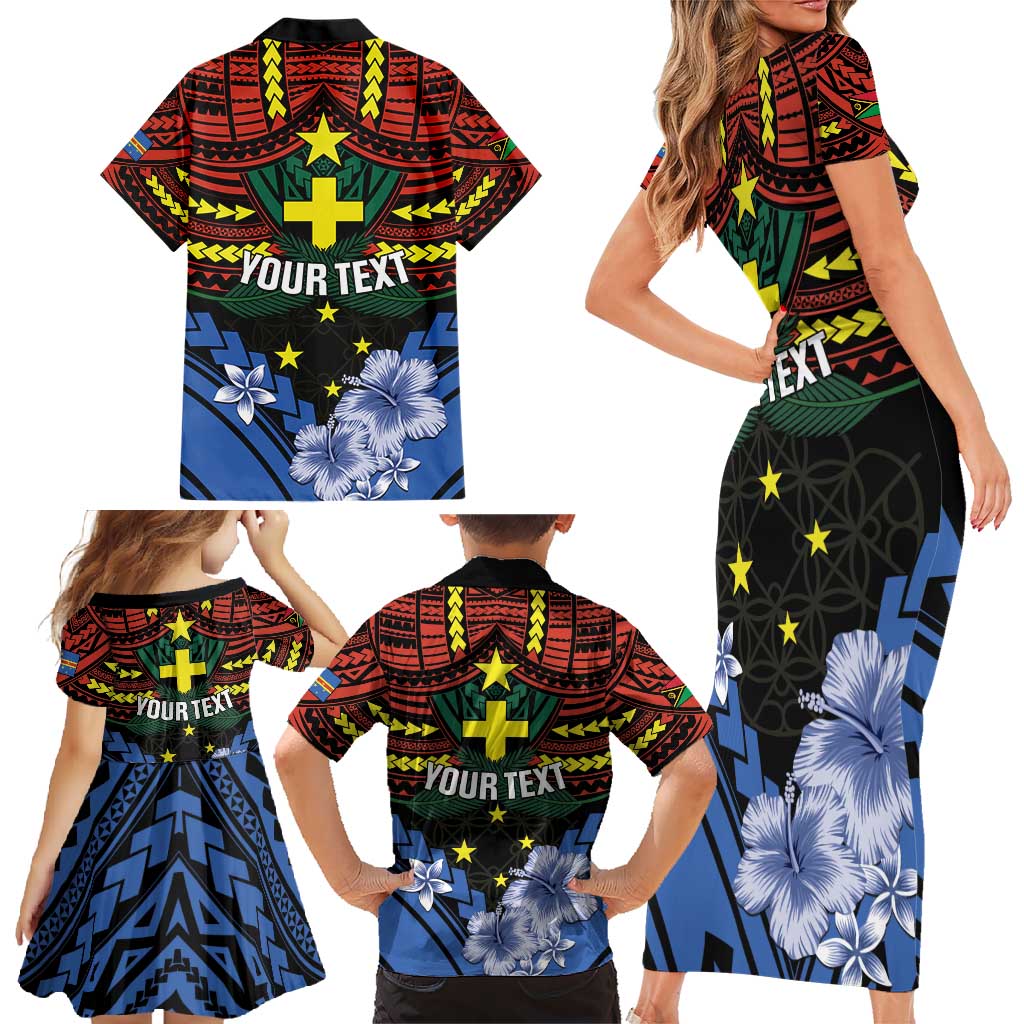 Personalised Vanuatu Tafea Province Family Matching Short Sleeve Bodycon Dress and Hawaiian Shirt Unique Tropical Tribal Pattern LT01 - Polynesian Pride