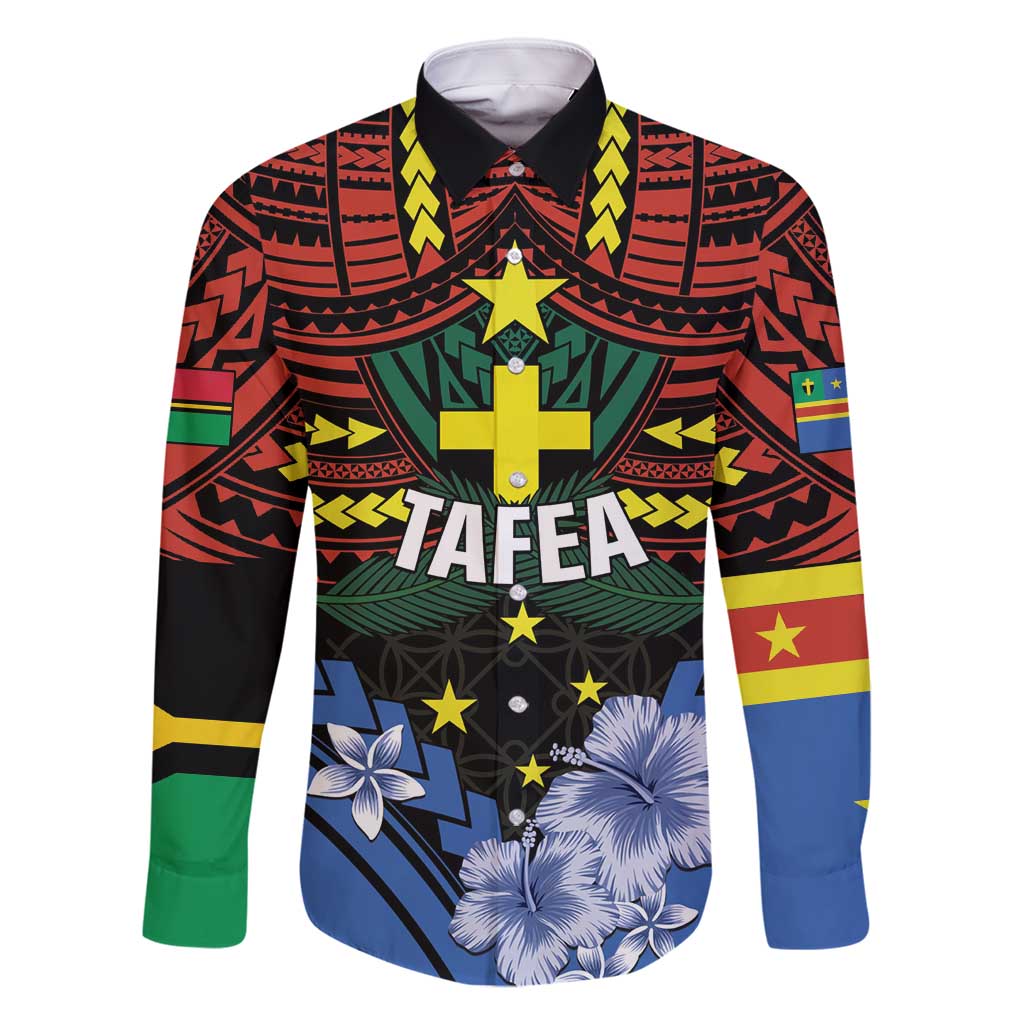 Personalised Vanuatu Tafea Province Family Matching Summer Maxi Dress and Hawaiian Shirt Unique Tropical Tribal Pattern LT01 Dad's Shirt - Long Sleeve Colorful - Polynesian Pride