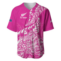 Custom New Zealand Rugby Silver Fern Baseball Jersey Aotearoa Kiwi Maori Pink Version LT01 Pink - Polynesian Pride